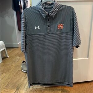 Under Armour Men's Polo Shirt - Gray and White Stripes